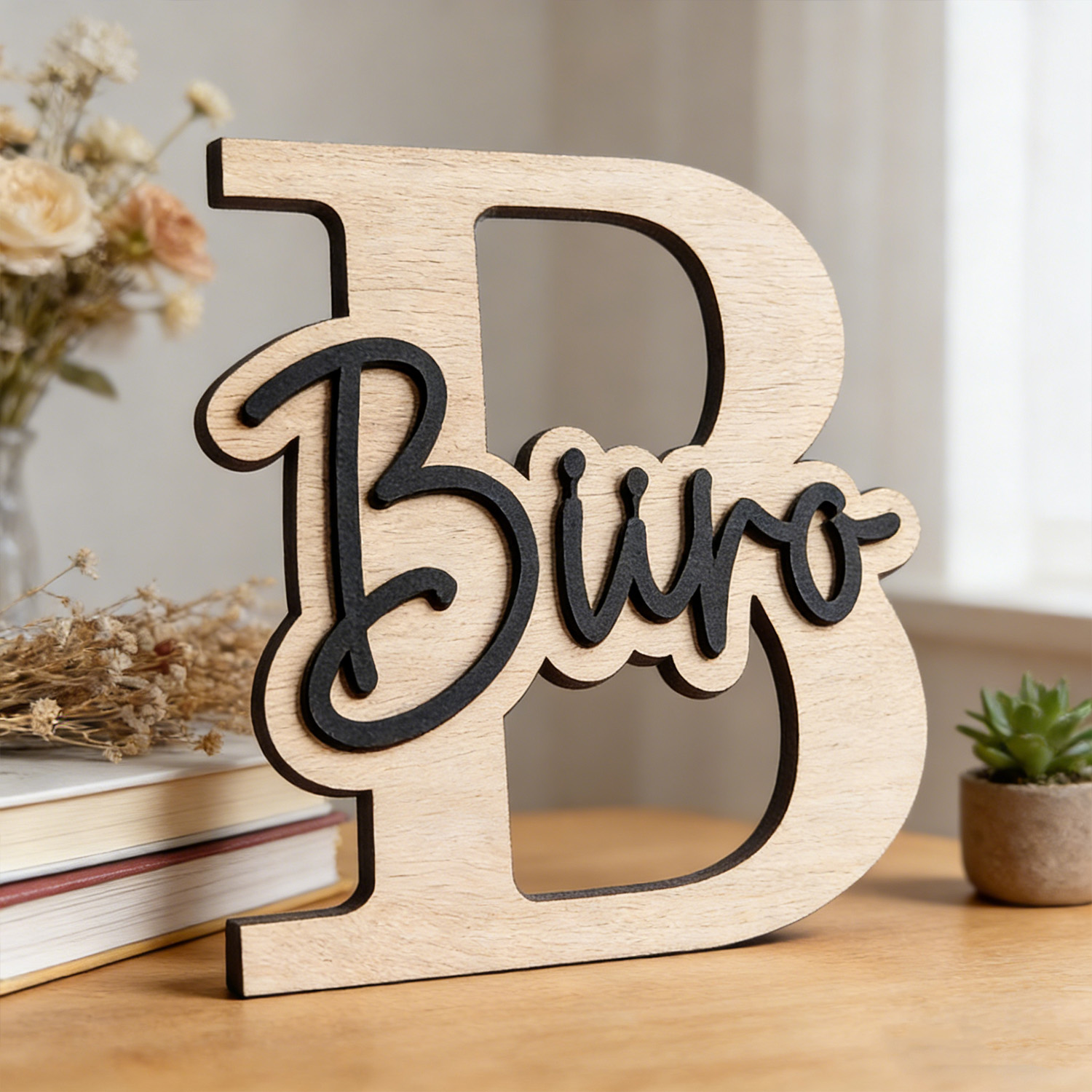 Wooden Letter Sign - 1 Stück Anpassbares Holz-Buchstaben-Türschild, Individueller Inhalt,