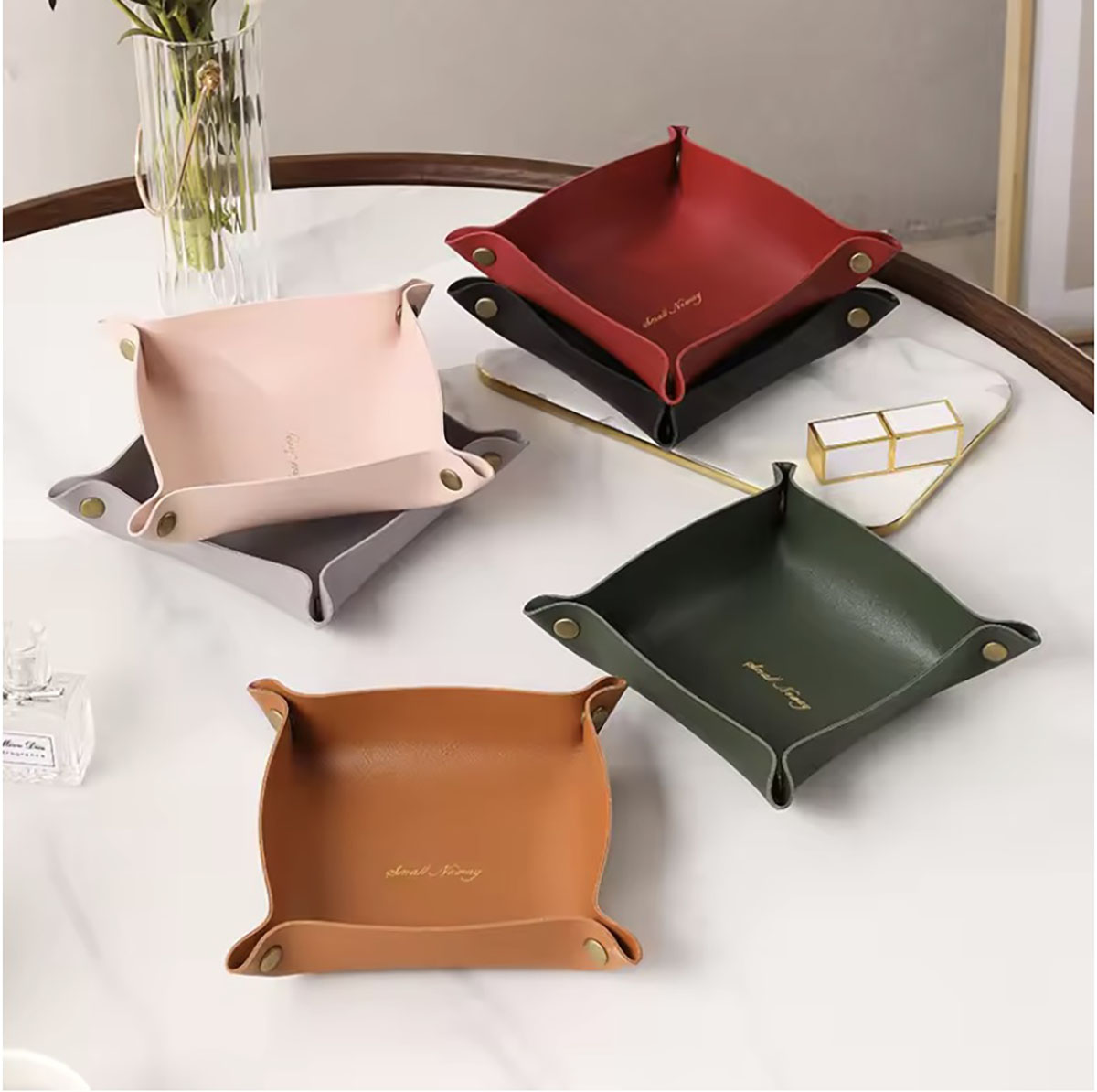 Home Decor Japandi - Nordic Stil Leder Ablage Desktop-Organizer Für