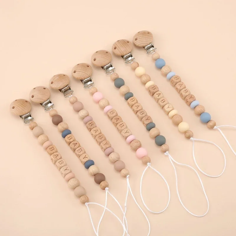 Wooden Letter Sign - Baby Schnuller Clips Personalisierte Name Beißringe