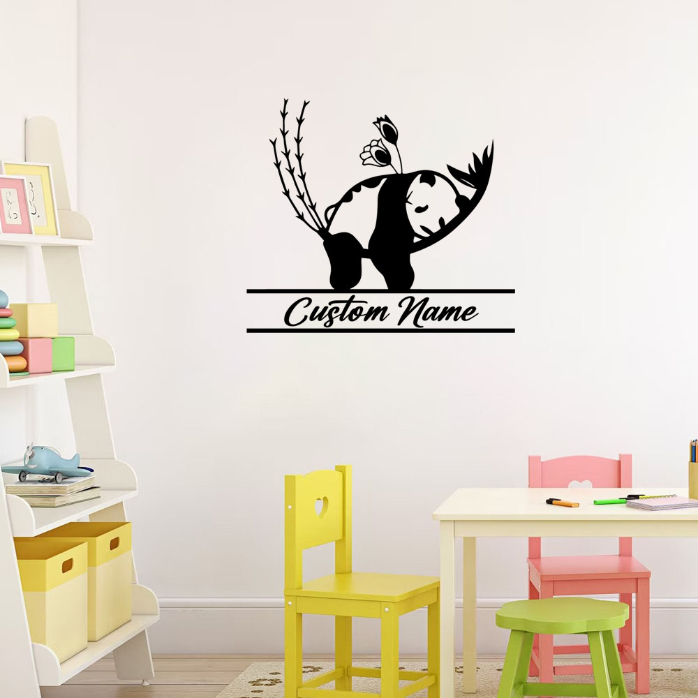 Home Decor Wall Tiles - 1 Stück Kreativer Panda Anpassbarer Text