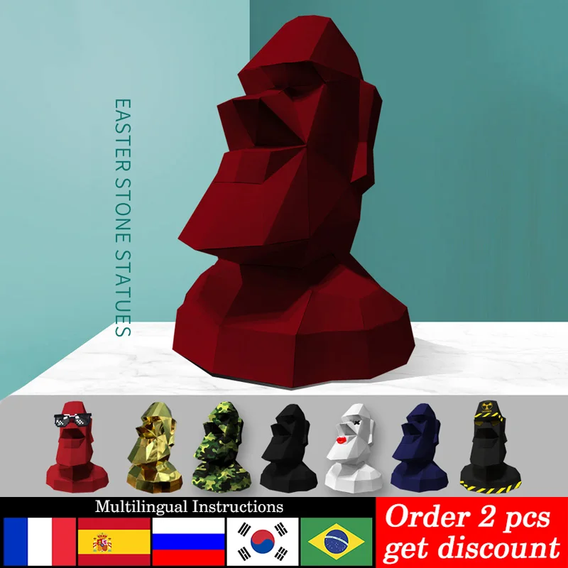 Home Decor Center - Großes Osterinsel-Moai-Dekor für Zuhause, Origami, Kunstdekoration,