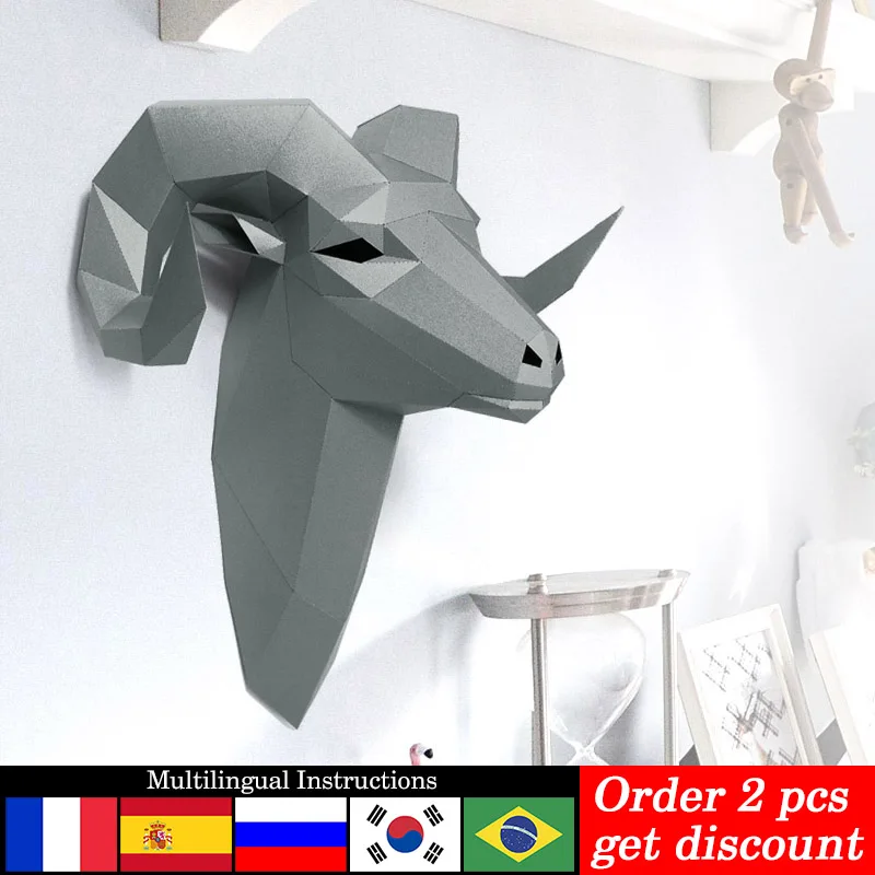 Home Decor Center - Vorgeschnittenes Bighorn Wild Sheep Tier Wanddekoration