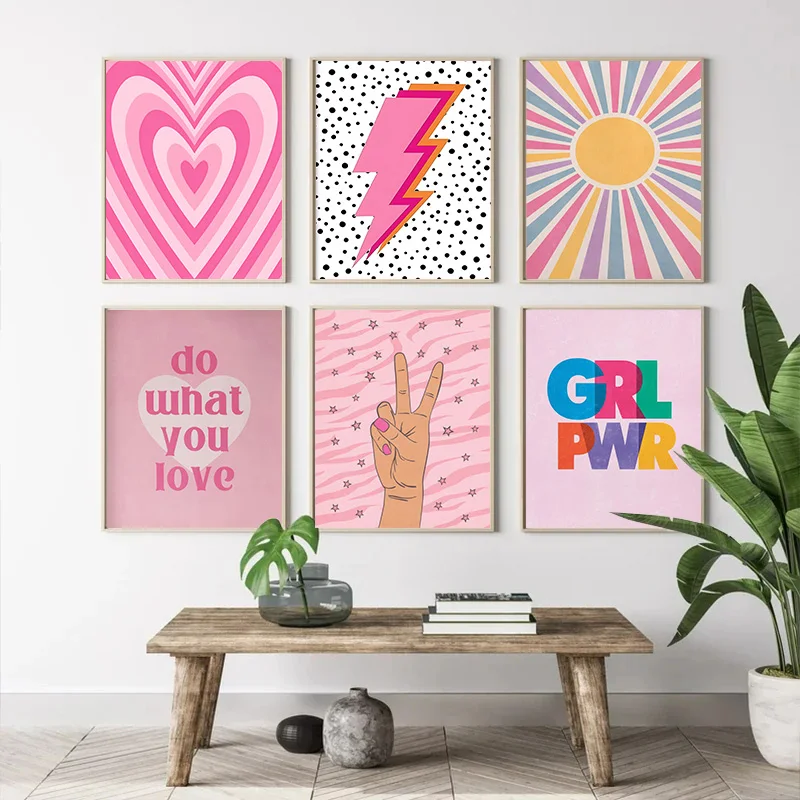 Home Decor Japandi - Abstrakte Rosa Blitz Gradienten Liebe Herz