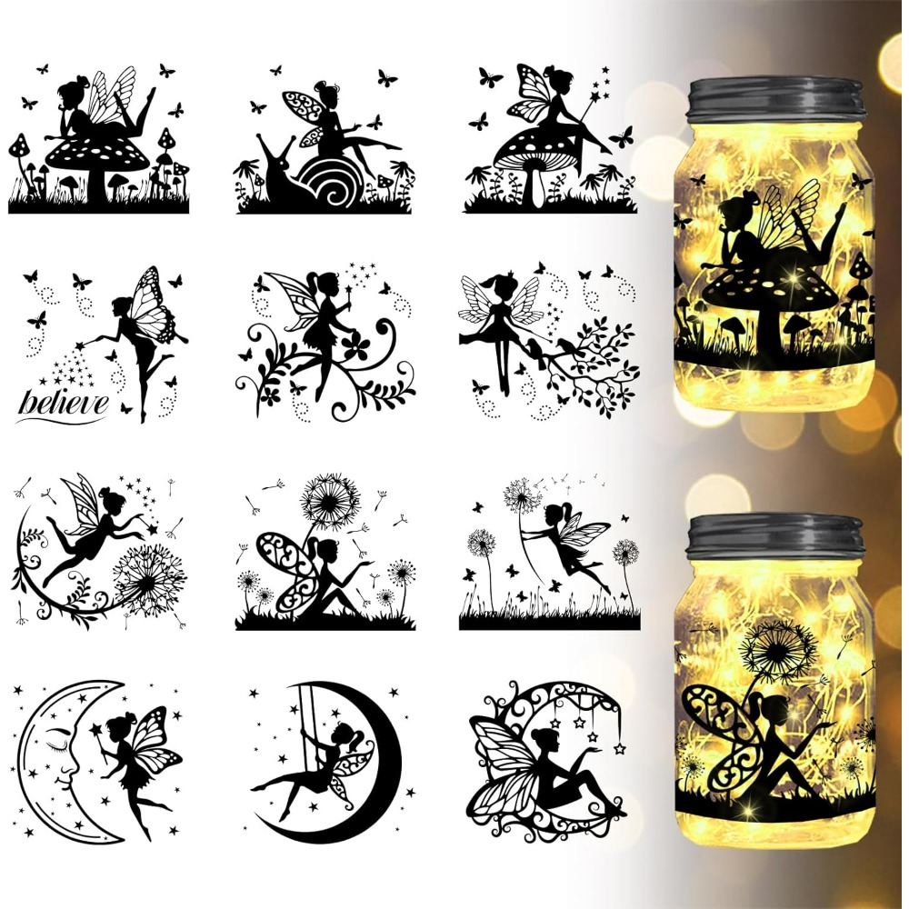 Home Decor Wallpaper - Elf Silhouette Glas Ausschnitte Papier Fenster