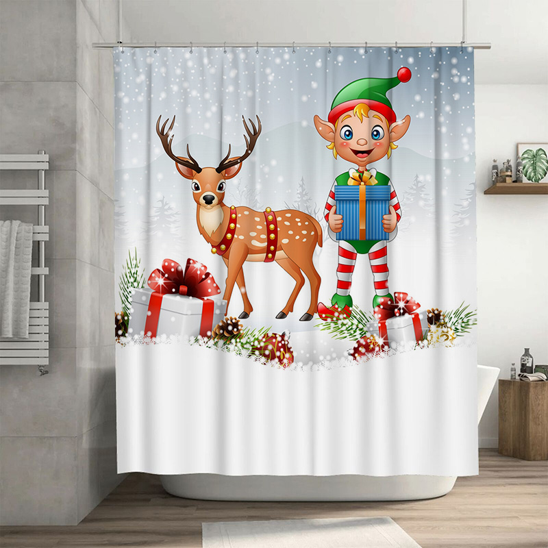 Home Xmas Decor Ideas - TU Weihnachten Hirsch Duschvorhang Festliche Feiertage