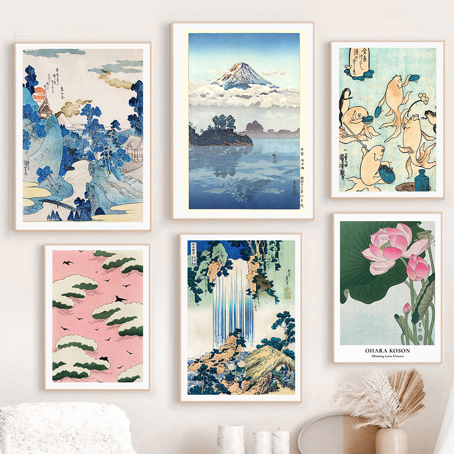 Home Decor Japandi - Hokusai Ohara Koson Japanisches Kunstposter, Vintage-Stil,