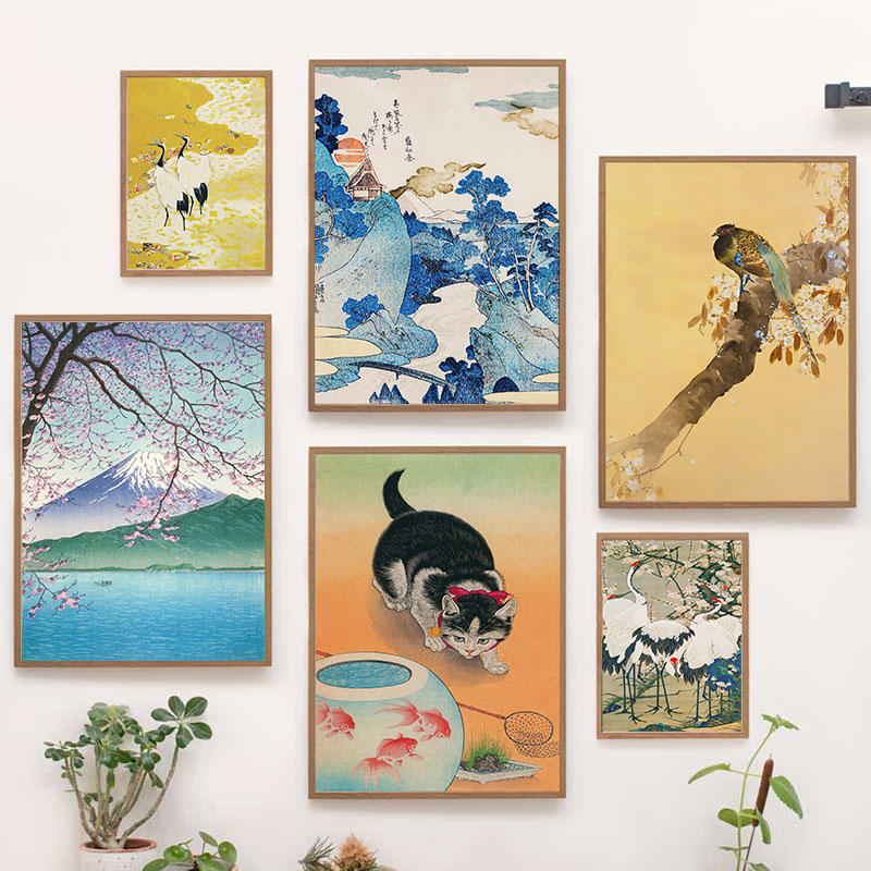 Home Decor Japandi - Japanische Katsushika Hokusai Leinwand Malerei Wand