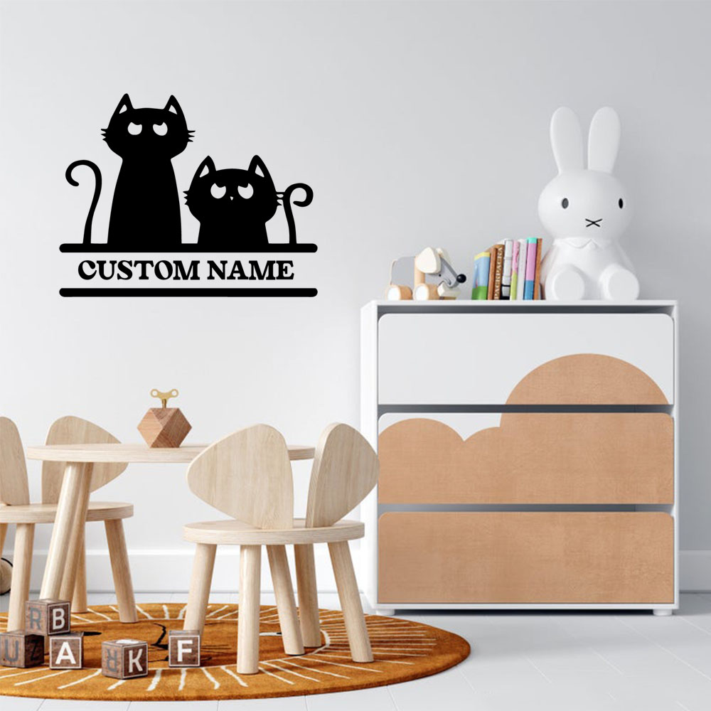 Home Decor Wallpaper - 1 Stück Cartoon-Katzen-Tapete mit anpassbarem Text,